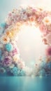 Blurred Flower Arch Background for Product Displays and Portraits, Generative AI Technology