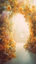 Blurred Flower Arch Background for Product Displays and Portraits, Generative AI Technology