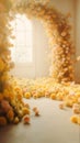 Blurred Flower Arch Background for Product Displays and Portraits, Generative AI Technology