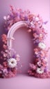 Blurred Flower Arch Background for Product Displays and Portraits, Generative AI Technology