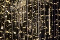 Blurred garland. City night light blur bokeh, defocused background. Christmas pattern. Royalty Free Stock Photo