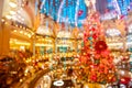 Blurred generic New Year shopping mall background