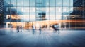 Blurred glass wall of modern business office building at the business center use for background in business concept. Blur Royalty Free Stock Photo