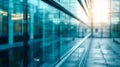 Blurred glass wall of modern business office building at the business center use for background in business concept. Blur Royalty Free Stock Photo