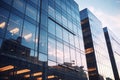 Blurred glass wall of modern business office building at the business center use for background in business concept. Blur Royalty Free Stock Photo