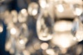 Blurred golden garland. City night light blur bokeh, defocused background Royalty Free Stock Photo