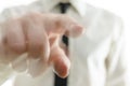 Blurred hand pointing finger towards you Royalty Free Stock Photo