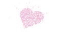 Blurred heart is isolated on white background. Accumulation of little hearts creates one large heart. Lying heart is