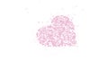 Blurred heart is isolated on white background. Accumulation of little hearts creates one large heart. Lying heart is