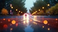 Blurred Horizon: Car Road Amidst a Bokeh Symphony