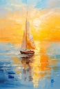 Blurred Horizons: A Dreamy Sailboat Sunset Painting
