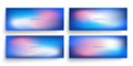 Blurred horizontal banners with soft blue, pink and white gradients.