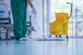 Hospital cleaning,Cleaning the hospital floor Royalty Free Stock Photo