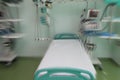 Blurred hospital room with empty bed ready for admission of patient, unfocused background Royalty Free Stock Photo