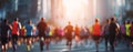 Marathon Runners in Motion Blur Royalty Free Stock Photo