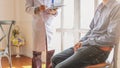 Blurred image,The doctor is examining the health of the patient and is a consultant for health care after the examination for