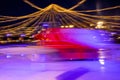 Blurred image of festive city. Winter in Stockholm. Machine cleaning Ice. Sweden, Stockholm Royalty Free Stock Photo