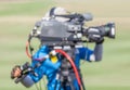 Blurred image of a man is recording VDO during golf tournament.