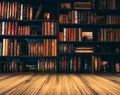 Blurred Image many old books on bookshelf in library Royalty Free Stock Photo