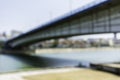 Blurred image of modern city bridge over the river of danube in belgrade serbia brankov bridge blur shot from left bank of river Royalty Free Stock Photo