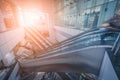 Blurred image of Modern escalator, Up and down escalators in pub Royalty Free Stock Photo