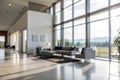 Blurred image of modern interior with light and shadow at big window Royalty Free Stock Photo