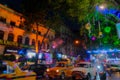 Blurred image, Park Street,Kolkata, India. Park street area is decorated with diwali lights for the occassion of Diwali or Royalty Free Stock Photo