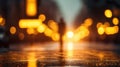 Blurred image of a person walking down the street at night, AI Royalty Free Stock Photo
