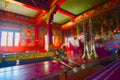 Blurred image, Rinchenpong, Sikkim, India. Religious statues of Buddhism at Rinchenpong monastery with decorated murals on the Royalty Free Stock Photo