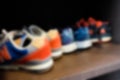 Blurred image running shoes in wardrobe