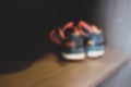 Blurred image running shoes in wardrobe