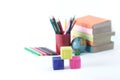 Blurred image of school supplies .photo with copy space Royalty Free Stock Photo