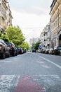 Blurred image of a street with parked cars Royalty Free Stock Photo