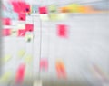 Blurred image of a task planning board with colored notes, accumulation of tasks at work and work stress, abstraction