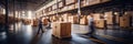 Blurred image of workers or warehouse employees in action, moving shipment boxes efficiently, showcasing the dynamics of Royalty Free Stock Photo