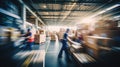 Blurred image of workers or warehouse employees in action, moving shipment boxes efficiently, showcasing the dynamics of Royalty Free Stock Photo