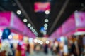 Blurred images of trade fairs in the big hall. image of people walking on a trade fair exhibition or expo where business people Royalty Free Stock Photo