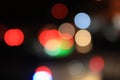 Blurred images of traffic lights at night with lots of bokeh and circles and colorful colors