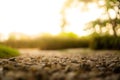 Yellow bokeh images Of the morning sun Shine through the Stone texture photos,