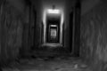 Blurred interior of an abandoned building in black and white Royalty Free Stock Photo
