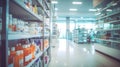 Pharmacy Shelves Filled with Medicines - Blurred Interior Background - Generative AI Royalty Free Stock Photo