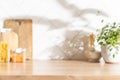 Blurred kitchen background, mockup, display for product advetising