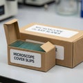Blurred laboratory equipment in the background, indicative of Royalty Free Stock Photo