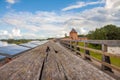 Blurred landscape with focus in the middle of the frame, Veliky Novgorod, Kremlin