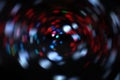 Blurred LED screen closeup. Glowing threads in a color spectrum on a black background Royalty Free Stock Photo