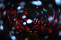 Blurred LED screen closeup. Glowing threads in a color spectrum on a black background Royalty Free Stock Photo