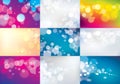 Blurred lights backgrounds set. Bokeh effect textures. Beautiful vector abstract illustrations collection. Holidays magic festive