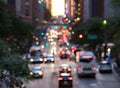 Blurred lights of cars and buses on 42nd Street in New York City Royalty Free Stock Photo