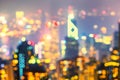 Blurred lights of Hong Kong skyline