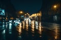 Blurred Lights on Rainy City Road at Night background photography Royalty Free Stock Photo